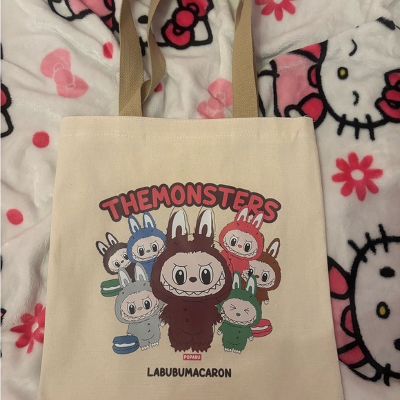 MACARON Handbags - MACARON The Monsters Beige Tote Bag